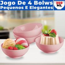 Jogo de Sobremesa Tigela Bowl Vasilha Sorvete Doces 4 Pçs - Usual Utilidades