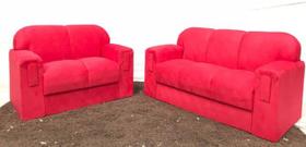 Jogo de Sofá 2 e 3 lugares Barato Suede Vermelho
