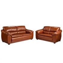 Jogo de Sofá 2 e 3 Lugares Sala de Estar Veneza Couro Conhaque G58 - Gran Belo