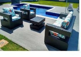 Jogo De Sofá 3 Lugares Para Área Externa + 2 Poltronas Fibra