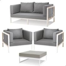 Jogo de Sofá Bogarim Alumínio para Área Jardim Piscina Sala
