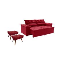 Jogo de sofá Compact 200 cm retrátil reclinável Molas Espirais + 2 Puffs-Sofá na Web