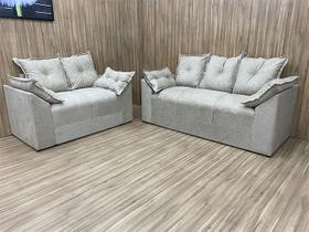 Jogo de Sofá de 2 e 3 Lugares Braços com Almofada Bege