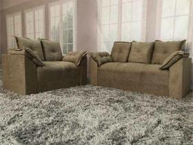 Jogo de Sofá de 2 e 3 Lugares Braços com Almofada Caramelo