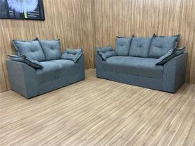 Jogo de Sofá de 2 e 3 Lugares Braços com Almofada Cinza