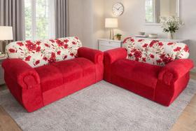 Jogo de sofá de 2 e 3 lugares Brasil Vermelho Floral