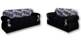 Jogo de Sofá de 2 e 3 Lugares Brasil/Viena Preto Floral