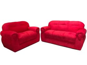 Jogo de Sofá de 2 e 3 Lugares Brasil/Viena Vermelho Liso