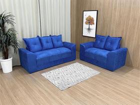 Jogo de sofá de 2 e 3 lugares com almofadas Porto azul