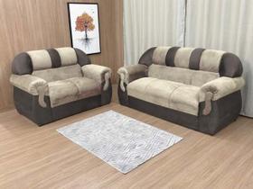 Jogo de Sofá de 2 e 3 Lugares Luxo Resistente Bege com Marrom Jogo de Sofá de 2 e 3 Lugares Luxo Resistente Bege com Marrom