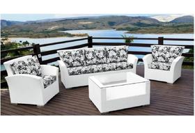 Jogo De Sofá Em Fibra Sintética Alumínio Piscina Jardim