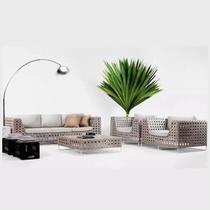 Jogo de Sofá Fúcsia e Poltronas Fibra para Área Externa Jardim Piscina Varanda