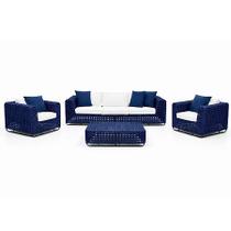 Jogo De Sofa Fucsia Em Corda Náutica Area Externa Jardim