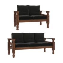 Jogo De Sofá Madeira Maciça 2 E 3 Lugares Liz Multimóveis Cr7004 - Grafite Grafite