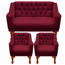 Jogo de sofá namoradeira + 02 poltronas para escritorio recepção clinica resistente de fabrica grecia - suede marsala