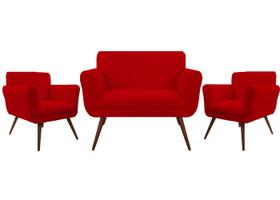 Jogo de Sofa Namoradeira + 2 Poltronas Decorativa P/ Recepção Cadeira Sala Espera Moscou Nanda Decor