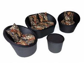 Jogo de Sofá para Varanda Jardim Área Externa em Fibra Sintética cor Tabaco e Alumínio