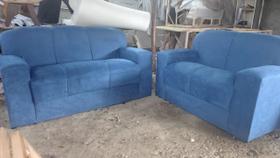 Jogo de sofá xaropinho de 2 e 3 lugares azul caneta