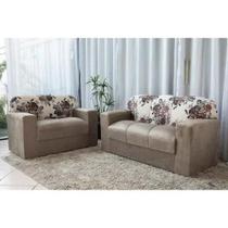 Jogo de sofá xaropinho de 2 e 3 lugares bege floral