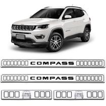Jogo de Soleira Porta Jeep Compass 2012 a 2019 Resinada Branco