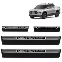 Jogo de Soleira Premium Chevrolet Montana Turbo 2023 2024 Escovada 4 Portas Jogo de Soleira Premium Chevrolet Montana Turbo 2023 2024 Escovada 4 Portas