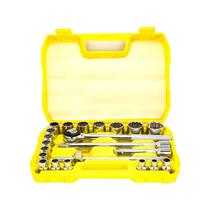 Jogo de Soquete 1/2 Pol Estriados com 22 Peças Profissional Titanium Platina