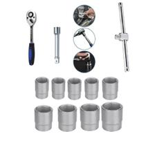 Jogo De Soquete 10 A 24 Mm C/ Extensão Catraca Cabo T