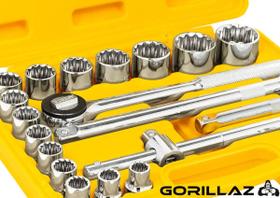 Jogo De Soquete 1,2 Pol Catraca Reversível 22 Peças Com Maleta Grz22p