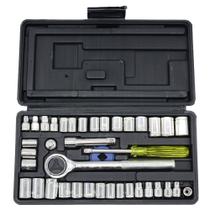 Jogo de soquete 3/8" e 1/4" mm e pol 40 peças 000246 Ipiranga