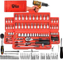 Jogo De Soquete Aço Crv 1/4 Catraca Chave Allen Kit Ferramentas Com Maleta 46 Peças Fenda Philips
