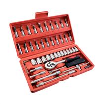 Jogo De Soquete Aço Crv 1/4 e Maleta 46pçs