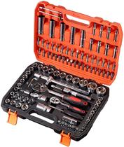 Jogo De Soquete Aço Crv Profissional 108 Pcs Catraca 1/2E1/4