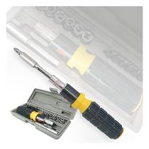 Jogo de soquete bits extensão 15 peças chave reversível - Saint