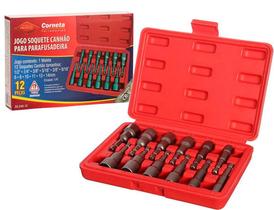 Jogo De Soquete Canhão P/ Parafusadeira Mm E Polegadas 12pc - ETILUX