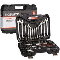 Jogo de Soquete com Chave Combinada e Catraca com 61 Peças Encaixe de 1/2 Pol e 1/4 Pol ROBUST-S46002061 Jogo de Soquete com Chave Combinada e Catraca com 61 Peças Encaixe de 1/2 Pol e 1/4 Pol ROBUST-S46002061
