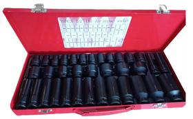 Jogo De Soquete De Impacto 1/2 35pcs 8 ao 32mm Curto e Longo