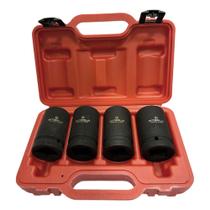 Jogo de Soquete de Impacto 4 Peças Encaixe 1" 27 a 33 mm Longo Sextavado 46249 - STEELS