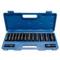Jogo de Soquete de Impacto Longo 1/2 POL Sextavado Kit 15 Peças e Maleta 9464 BREMEN