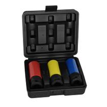 Jogo de soquete de impacto longo para roda de liga leve 17 a 21 mm 1/2" 3 peças Jogo de soquete de impacto longo para roda de liga leve 17 a 21 mm 1/2" 3 peças