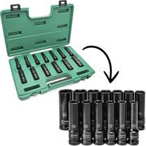 Jogo De Soquete De Impacto Longo Sata 10mm A 24mm C/13pcs