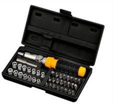 Jogo de Soquete e Bits 1/4 Pol. com Catraca 41 Peças TITANIUM