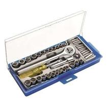 Jogo de soquete e bits com chave catraca 1/4 e 3/8 pol - 40 peças