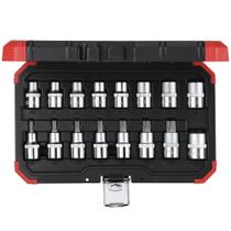 Jogo de Soquete e Chave Soquete Torx 1/2" - E10 A E24 e T30 a T70 Gedore Red 16 Peças R68003016