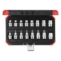 Jogo de soquete e chaves soquete 1/2" TX (perfil hexalobular), 16 peças