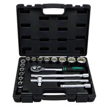 Jogo de Soquete estriado 10 à 32 mm encaixe 1/2" com 18 peças - Stels