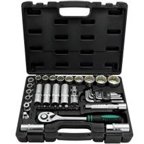 Jogo de soquete estriado 10 à 32 mm encaixe 1/2" com 41 peças
