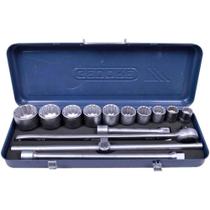 Jogo de soquete estriado 22 a 50 mm encaixe de 3/4" com 14 peças - D32 EMU Jogo de soquete estriado 22 a 50 mm encaixe de 3/4" com 14 peças - D32 EMU