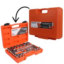 Jogo de Soquete Estriado 22 Peças Com Catraca 08 a 32 mm