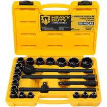 Jogo De Soquete Estriado Chave Catraca Pol 22 Peças 1/2 8 A 32mm Fosfatizado Bcs022b Heavy Duty The Black Tools