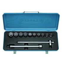 Jogo de Soquete Estriado de 3/8" à 1" e Acessórios Encaixe de 1/2" com 12 Peças - Gedore 015552 Jogo de Soquete Estriado de 3/8" à 1" e Acessórios Encaixe de 1/2" com 12 Peças - Gedore 015552